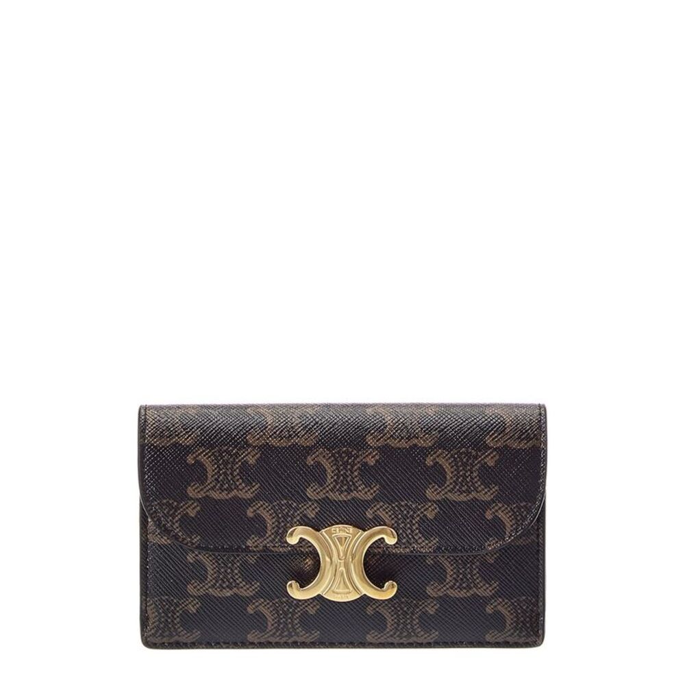 Celine Long Triomphe Canvas Card Holder, Brown